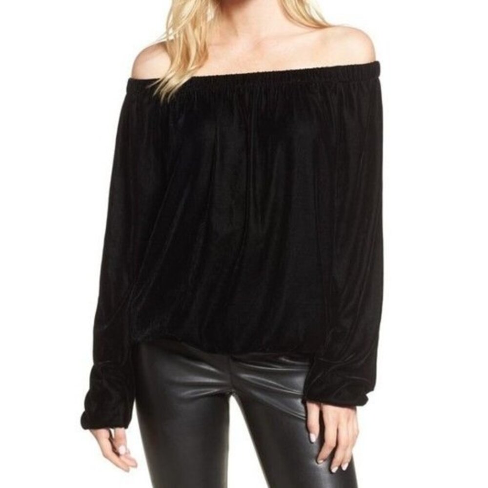 Bailey 44 Velvet Off The Shoulder Long Sleeve Top Small